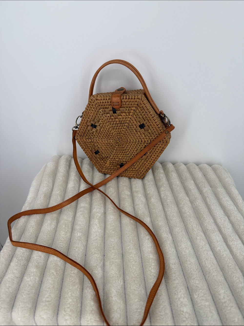 Hexagon Rattan Crossbody